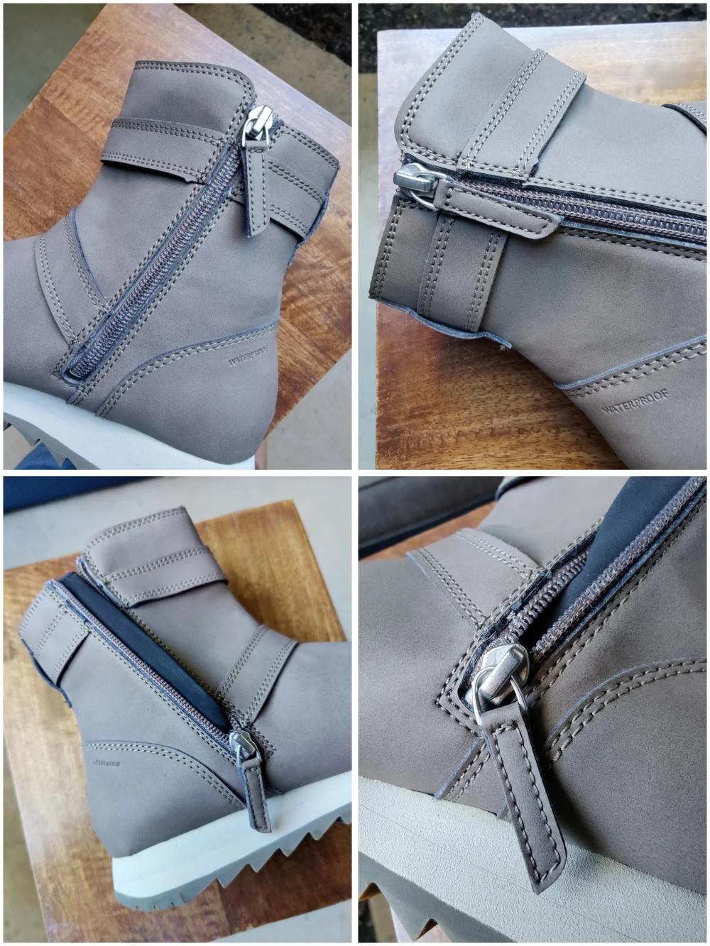 Merrell Alpine Buckle Boots Waterproof Side Zip Taupe Side Zip Gray Women's 7.5